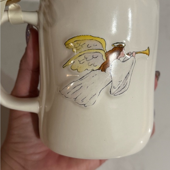 Rae Dunn White and Blue Heralding Angel “JOY TO THE WORLD” Mug NWT - Picture 5 of 8